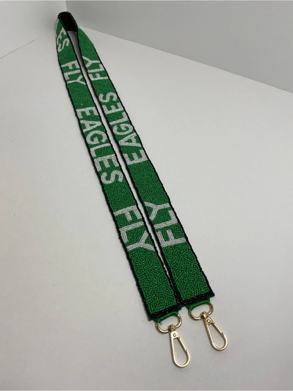 Philadelphia Eagles Lanyard Fly Eagles Fly Logo Beaded Kelly Green With Clips